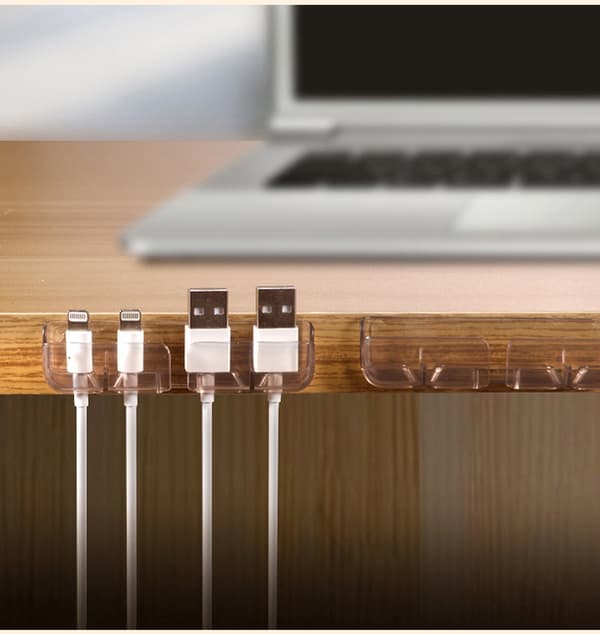 Skrivebordskabelorganisator Clip Kabelopbevaring USB-kabelopruller Gennemsigtig