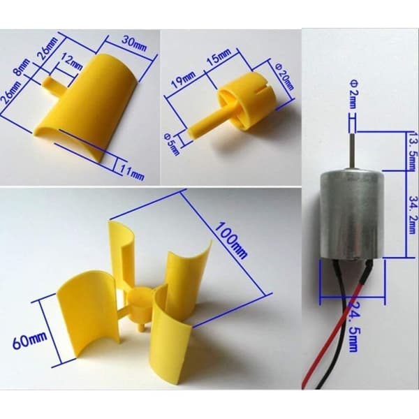 360° Mikro Vertikal Vindmølle Mini Motor til DIY
