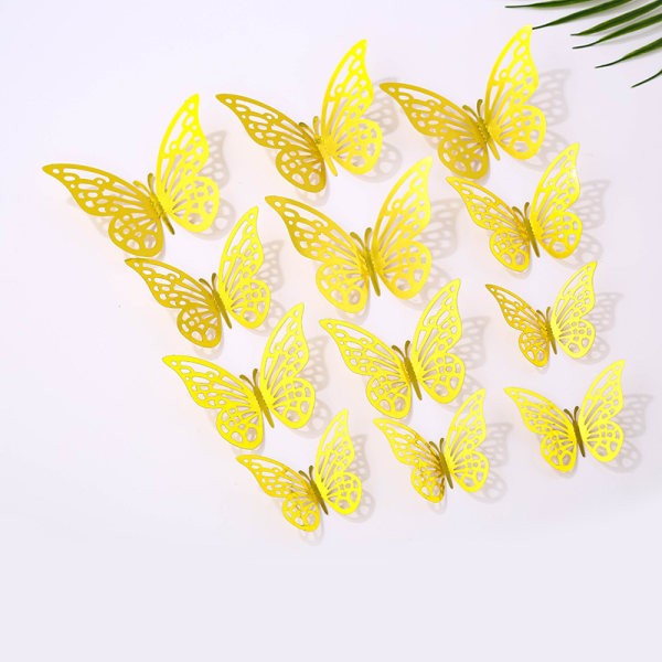 3D veggklistremerke gyllen sommerfugldekorasjon avtagbar vegg