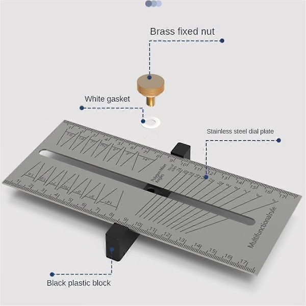 Snekker Scribe Linjal Multifunksjons Vinkel Linjal Merking Måler - Snekker Måling Layout Verktøy Justerbar Tilt Måler
