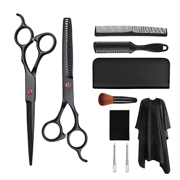 1 Set Enkla Frisörsaxar Platta Tand Saxar Barber Saxar Svart
