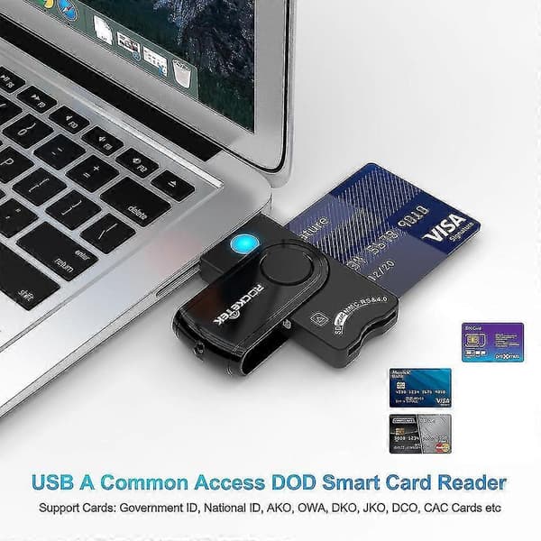 ROCKETEK CR310 USB 2.0 Smart Card Reader SD TF ID SIM Bankkort Kontakt Adapter