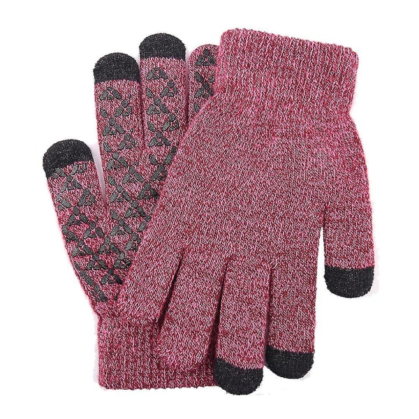 Strikkede varme handsker vinter mænds og kvinders fløjl fortykket uld skridsikre touch screen handsker-jbk