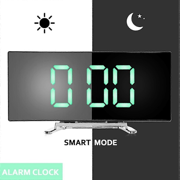 Digital Vekkerklokke, 7\" Buet Dimbar LED-Skjerm Digital Klokke for Barnerom, Grønn Stor Tall Klokke, Lett Smart Vekkerklokke Snooze Funksjon