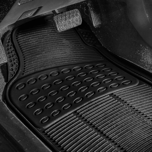 Heavy Duty 4-osaiset kumiset automatot Universal liukumattomat auton lattiamatot | Vedenpitävä etu- ja takamatto | Kumimatot kaikille autoille, maastoautoille ja kuorma-autoille | De