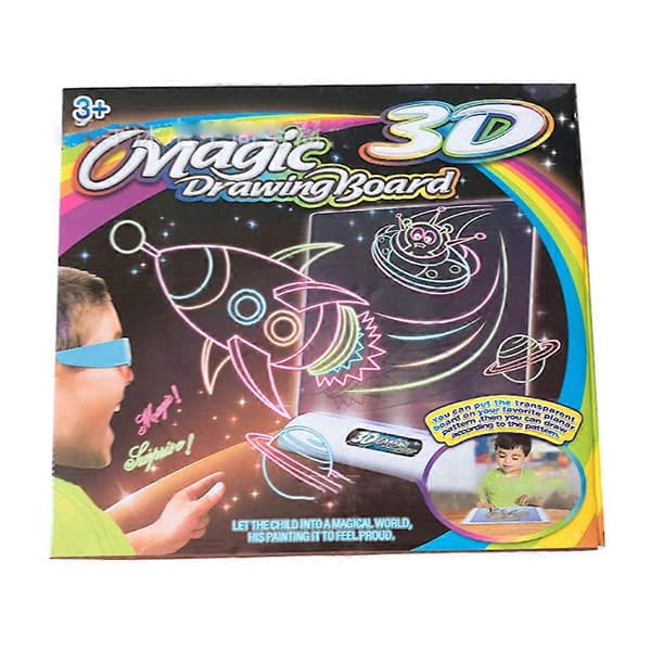 3D Magic Tegnebrett LED Lys Lysende Pute Kunst Doodle Maling Utdanningsleker for Gutter Jenter-FARGE: Romversjon
