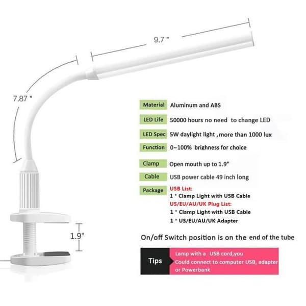Sammenfoldelig LED-bordlampe - Berøringssensor - USB Genopladelig - 24 LED'er
