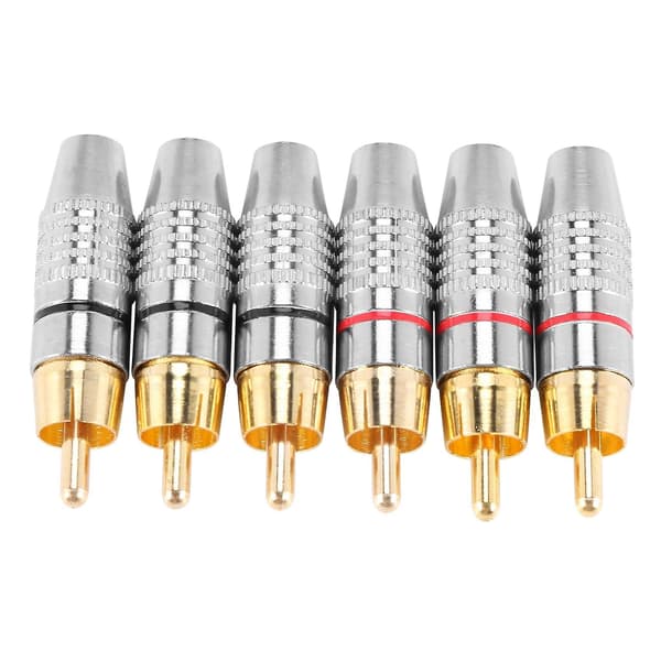 RCA Hannplugg Adapter, Audio Phono Gullbelagt Loddeforbindelse, Hi-End - 6-pakning, Sølv