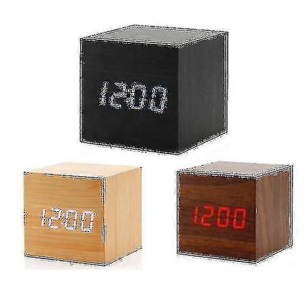 Gingko Cube LED-klickklocka med ljudaktivering (tid, datum, temperatur) Olika färger A10 färg: Vit vit