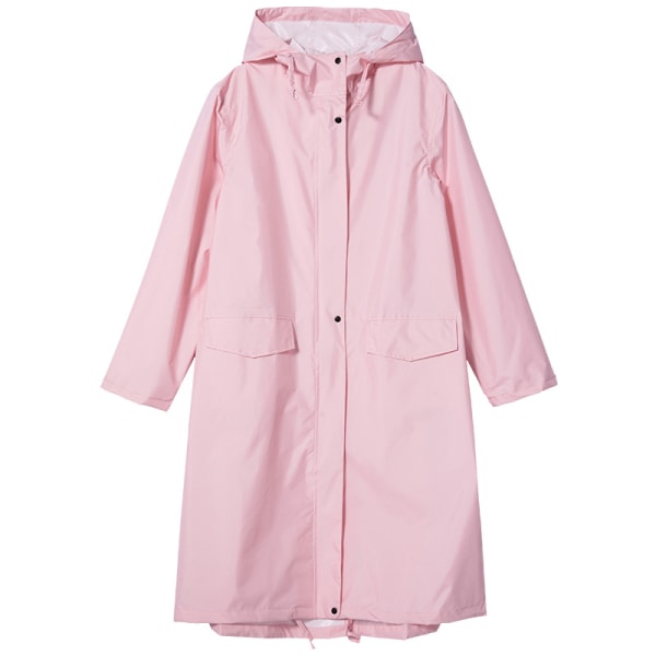 Ensfarget regnfrakk vanntett løs slank vindjakke polyester klut unisex utendørs regnfrakk XL Pink