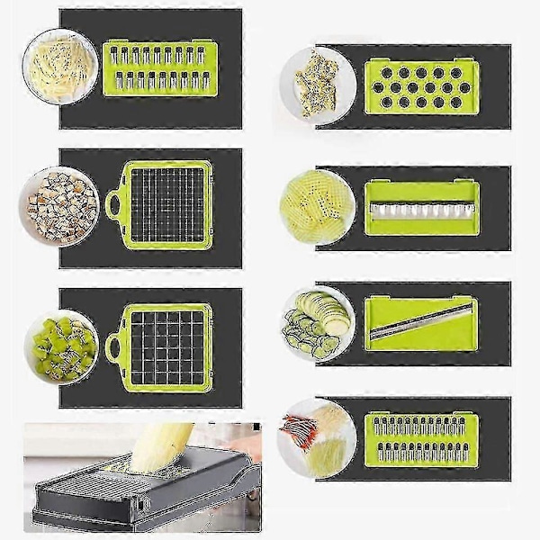 15 i 1 Grøntsagshakker Salat Frugt Mandolin Slicer Mad Dicer Skærer Skræller - JS
