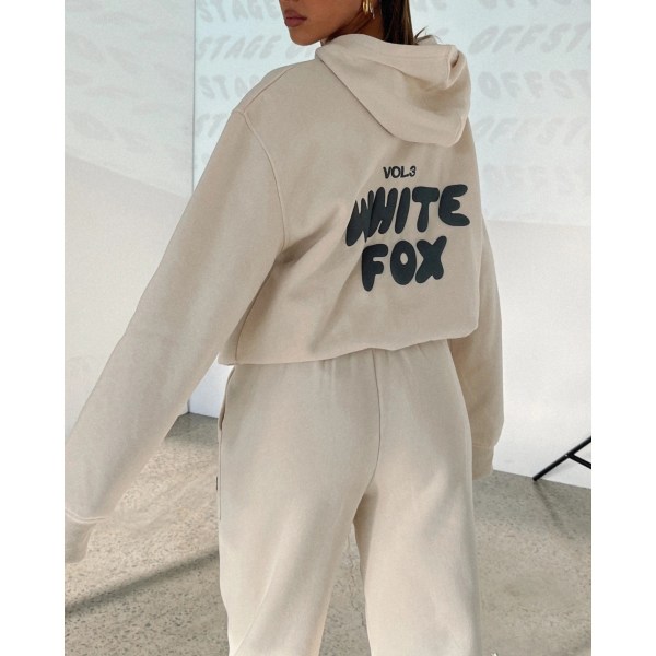 Luvtröja-kompatibel för vita Fox Ytterkläder -två stycken hoodie kostymer Långärmad set