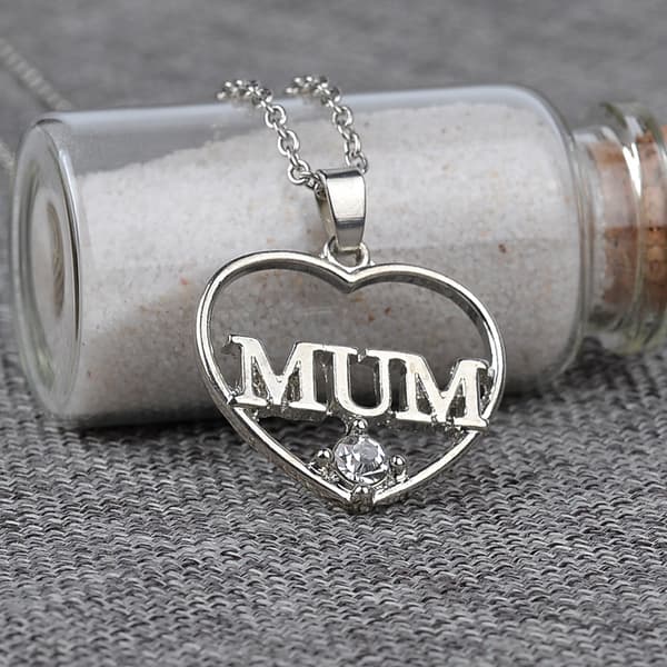 Hjärthalsband till mamma zinklegering/strass Silver