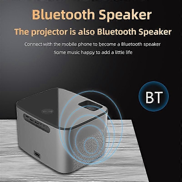 E3 Älyprojektori Android 9.0 BT5.0 1G+8G 300 ANSI Dual WiFi 1080P FHD 4K Kotiteatteri - EU-pistoke