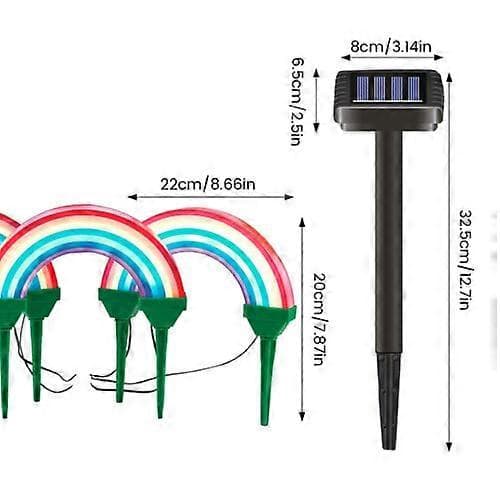 3 stk. solcelle havelys, LED regnbue sti lys lampe BD