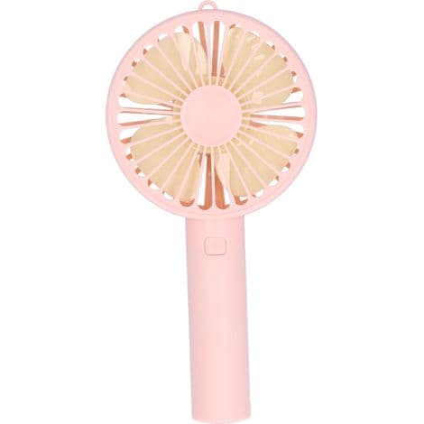 Genopladelig USB Bærbar Ventilator med 4 Blade, 3 Hastigheder og Stativ - Pink - Forfriskende