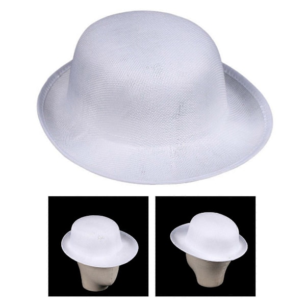 Andningsbara Sinamay Fedorahattar för Kvinnor Utomhusaktiviteter Bowlerhattar Teparty Fascinatorhattar Formell Ridhatt Vit