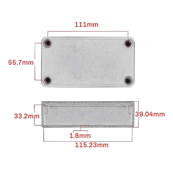3 KPL 125B/1590N1 Alumiininen Kitaran Efektipedaalin Kotelo Metallinen Stomp Box -kotelo Viimeistelemätön 122x66x