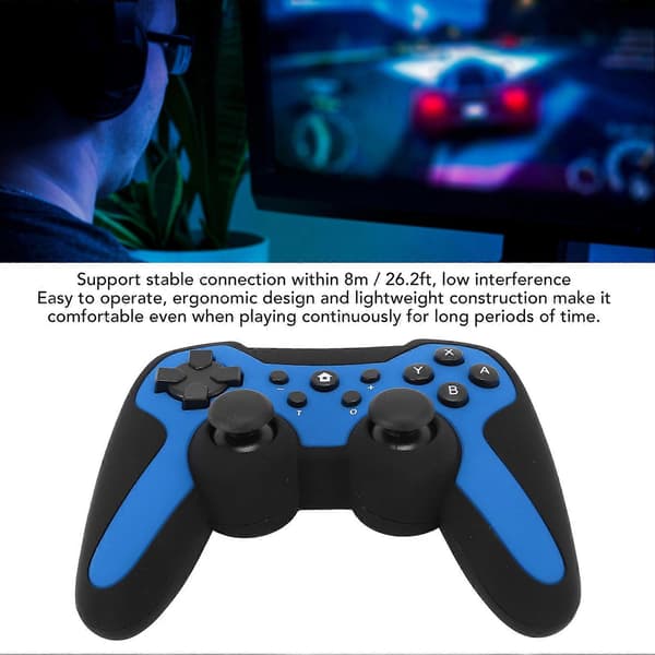 Trådløs Bluetooth Controller Dobbelte Motorer LED-indikatorer Vågn Op Funktion Bluetooth 2.1 Gaming Controller til Windows 7 8 10 11 Blå