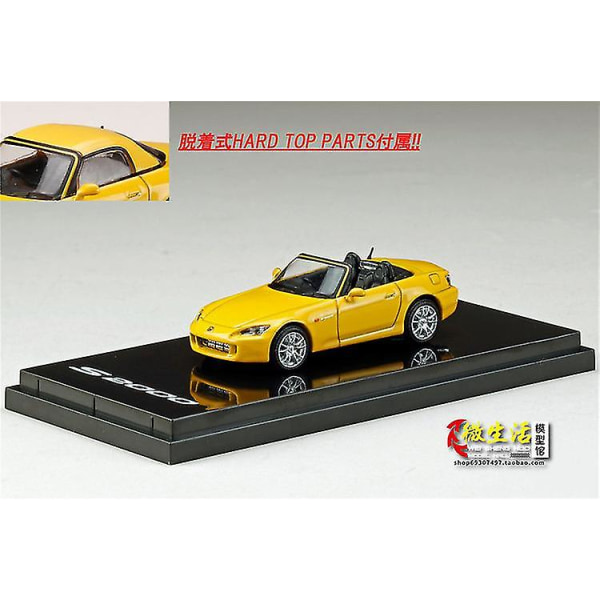 1/64 Hobby Japan Diecast Model Car Cabriolet Med Baldakin Honda S2000 Ap1 Type 200 Legering Fluorescent Yellow