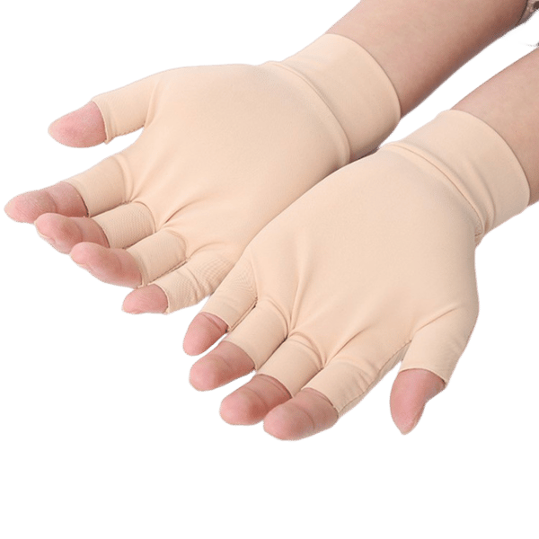 1 Pair Half-Finger Compression Gloves Beige