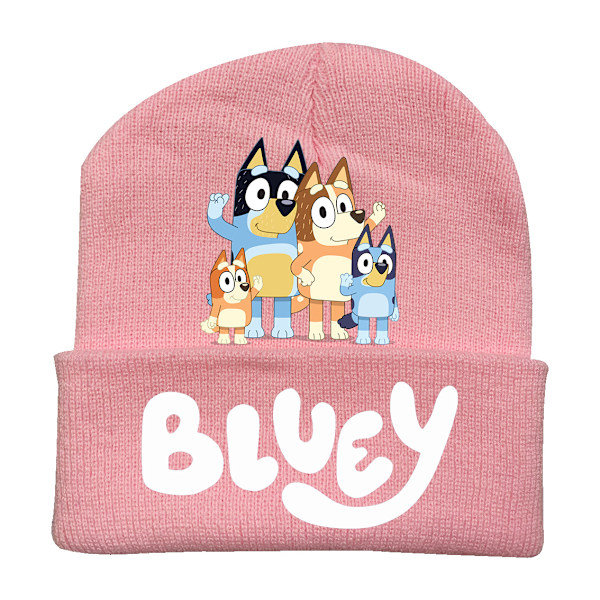 Hætte tegneserie strikket brimløs beanie vinter varm ski hue farve:Pink-9