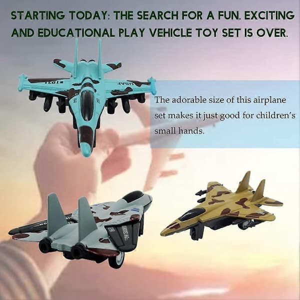 Flygplansleksakssats Die Cast Metall Militära flygplan för barn pojke Pullback planmodell Pack med 4