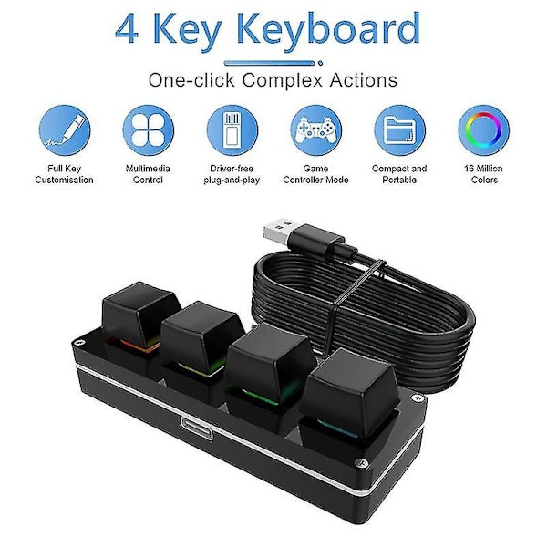 RGB 4 Brugerdefineret Tastatur Makro Knap Gaming Programmerbart Mekanisk Hot Swap Tastatur Til Photoshop Drawi