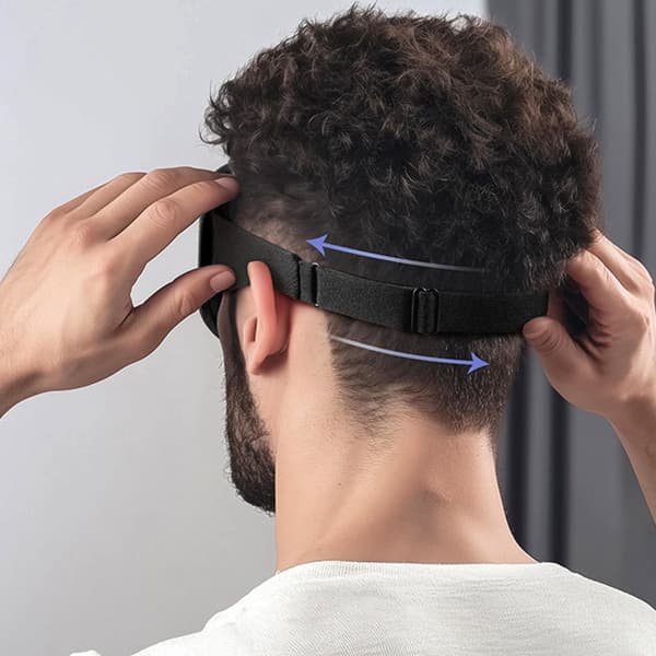 3D Shaped Black Sleep Mask - Memory Foam, Light Blocking, Adjustable for Total Blackout and Comfort