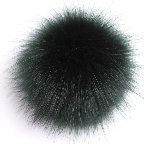 Naturlig kunstig pels Puffy Balls DIY Hat Sko Tørklæde Pom Pom Dekoration To Mørkegrønne 8cm 25