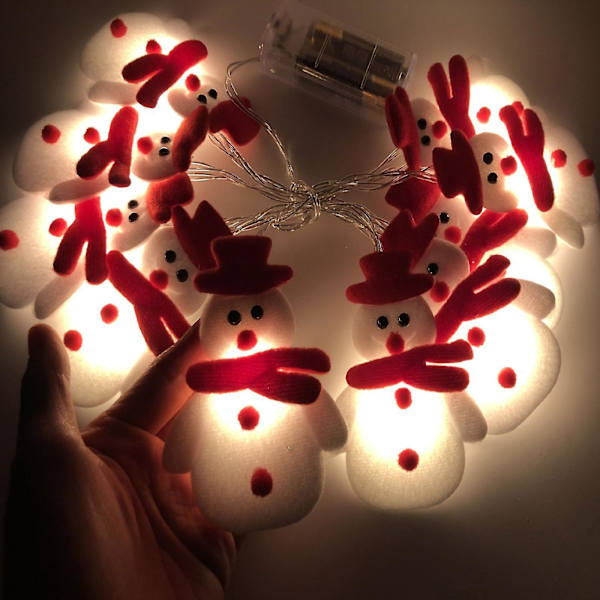 2020 Ny Jul Plysch Snögubbe Ljussträng Julgran Hängande Led Semesterfest Dekorativ Lykta-3m 20 Ljus-batterimodell (använder Tre Aa B