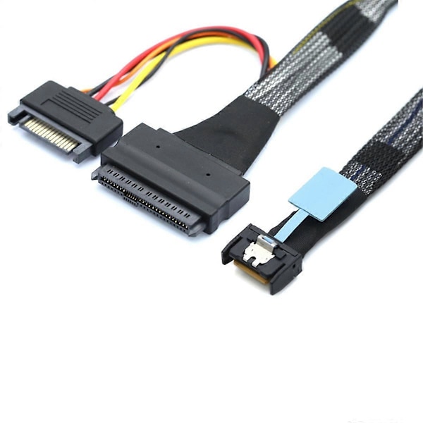 Gen5 MCIO Slimline SFF-8654 4I - SAS 8639 U.2 -sovitinkaapeli + 15P SATA-virtakaapelin muunninjohto C