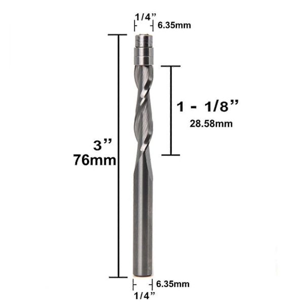 Falsfres Solid Carbide Spiral Overfres Opp Kutt Ned Kutt 1/4\" Skaft