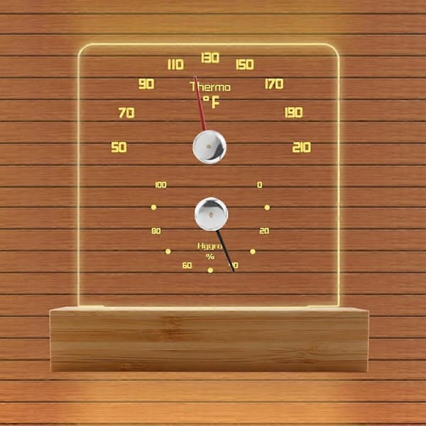 Sauna Termometer 2 i 1 Fahrenheit Termometer Hygrometer med LED Lys Sauna Tilbehør til Sauna