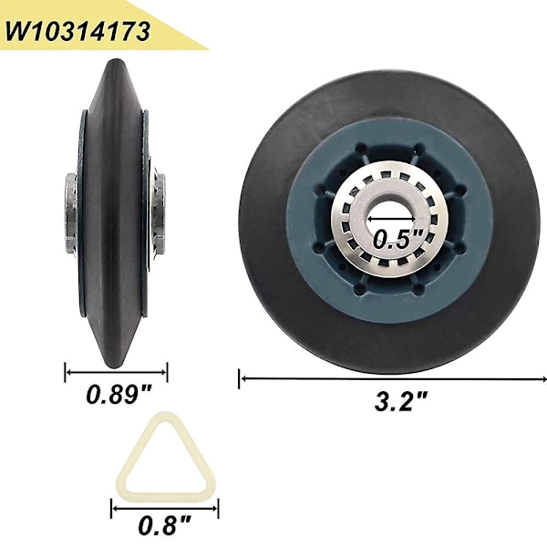 1 kpl sopiva W10314173 kuivausrummun pyörälle sopiva W10314173 8536973 8536974 AP6019303 PS11752609