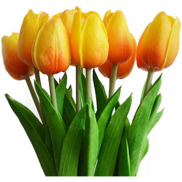 Real Touch Kunstig Tulipanbukett Med Stilk - FARGE: Oransje