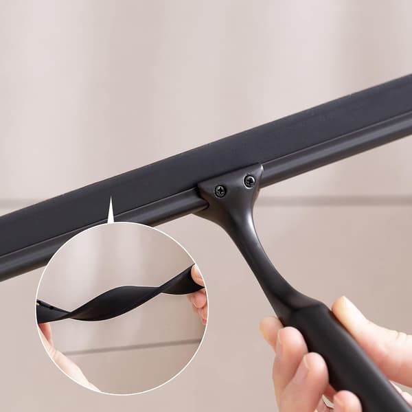 Rustfri Bruse Squeegee med Stærk Sugkopkrog til Badeværelse, Køkken, Spejl, Bil, Vindue og Glas, 25,4 cm, Sort