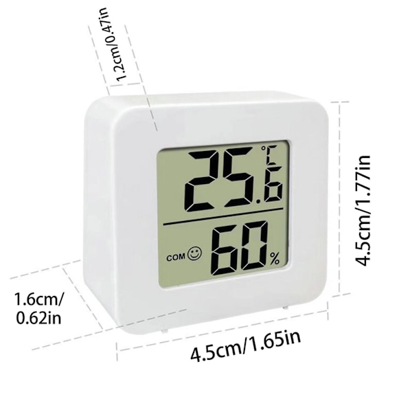 Bærbar Digital LCD Luftfugtighedsmåler Termometer Hygrometer Overvågnings Sensor