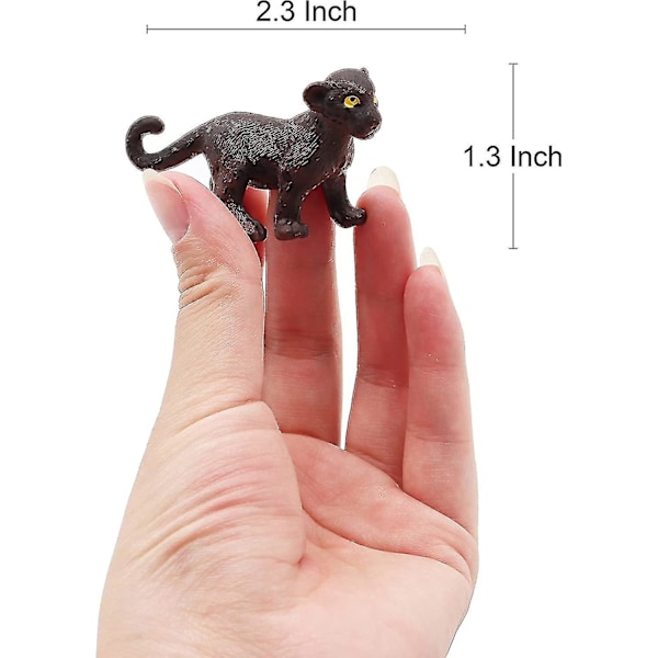 4 stk. Realistisk Leopard Statue Vildtlevende Karakter Sort Panter Dyremodel #jlf