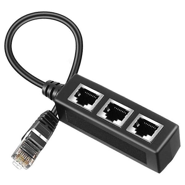 RJ45 Ethernet Splitter Adapter, Ethernet Splitter 1 til 3, til Hjem, Kontor, Skole Netværksudvidelse