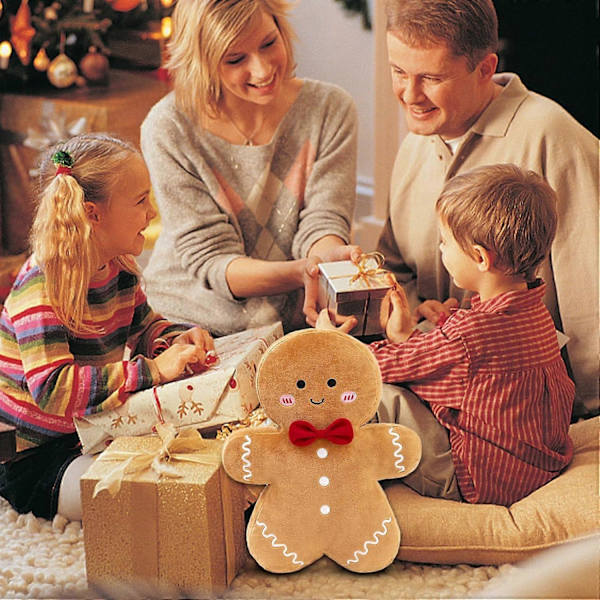 Pepparkaksp kudde, Jul Pepparkakshus Leksak, Keks Man Julformad Plysch Kudde