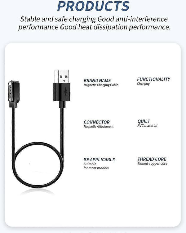 (2-pack) Kabel för PLAUD Note AI Röstinspelare, Robust Magnetisk USB-laddningskabel Kompatibel med Plaud Note Ref: 2592