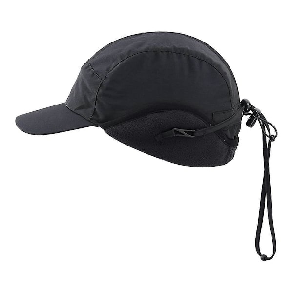 Vandtæt Vinterhat til Mænd med Varmt Polyesterfor og Øreklapper - Baseball Cap - Sort