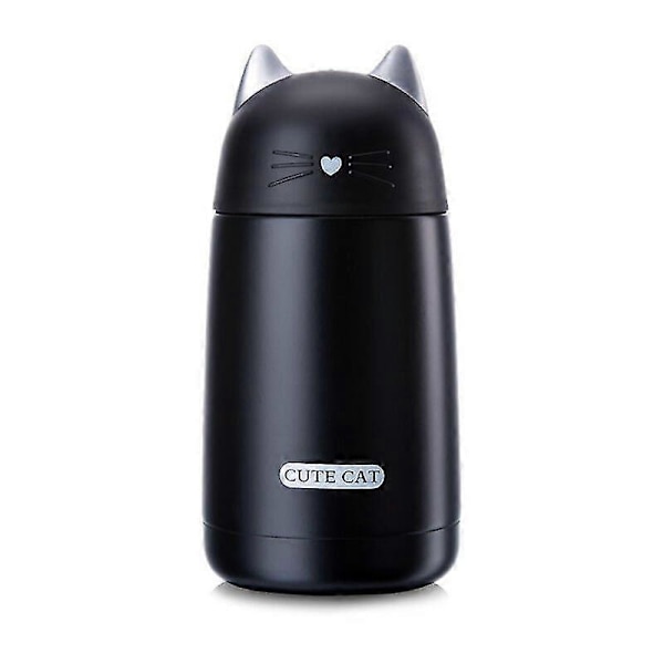 Kattmugg 330 Ml, Termo Form, Varmvattenflaska, Rostfritt Stål, Svart