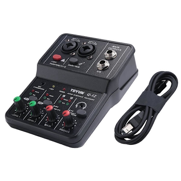 TEYUN Q-12 Lydkort Audio Mixer Lydkort Konsol Bord System Interface 4 Kanal 48V Strøm Ster