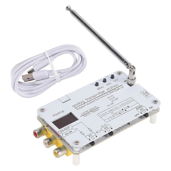 For HamGeek Hvit Analog TV Signal Sender Hjem Analog TV Sender med OLED-skjerm Støtter