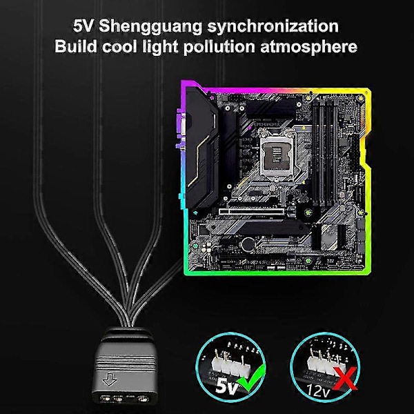 Coolmoon Argb Splitter 5v 3 Pin 1 Till 4 Universal 33.5cm Moderkort Argb Förlängningskabel Med Skyddslock För Stationär Kaesi