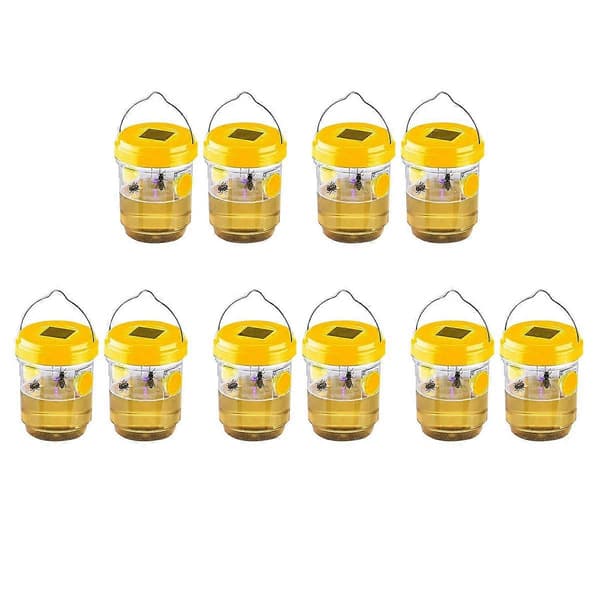 10-pack Solcellsdriven Getingfälla Utomhus Hängande, Getingfångare Hängande med Ljus för Bålgetingar, Getingar, Bin