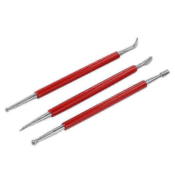 Modelleringslera Verktygsset, Läderhantverksverktyg DIY Snideri Stylus Verktyg Modellering Splitsning Prägling Sked Snideri Verktygssats Prickverktyg (3st)