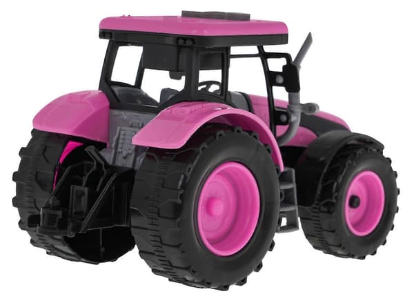 Interaktiv rosa traktor med lyd og LED-lys for barn